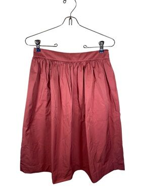 Zara Woman Dusty Rose Gathered Midi Skirt with Zipper A-Line